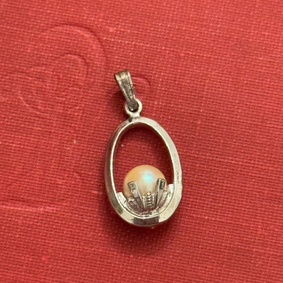 Vintage Sterling Silver Real Fresh Water Pearl Pendant - Picture 3 of 7